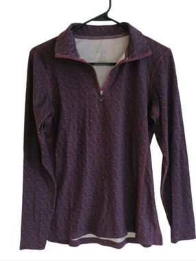WOOLX 100% Merino Wool Quarter Zip Pullover Women's M Purple Outdoor Hiking Gorp